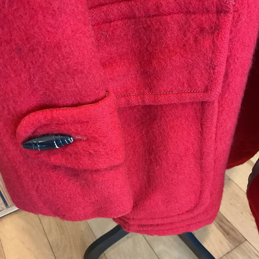 Vintage Berkray Red Wool Duffle‎ Coat Womens Sz 40 Large Toggle Classic